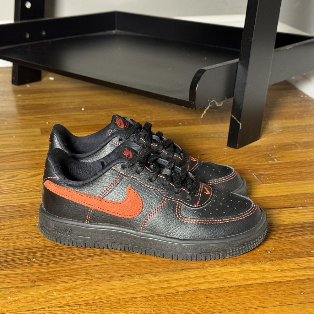 Nike Air Force 1 Low Black Red Kids Sneakers IM7997-001 Kids PS Size 2Y